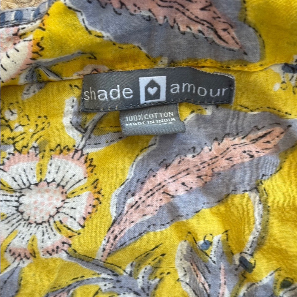 Shade Amour Women’s Yellow Floral/Paisley  Indian Cotton Pajamas set, One Size - Picture 2 of 7